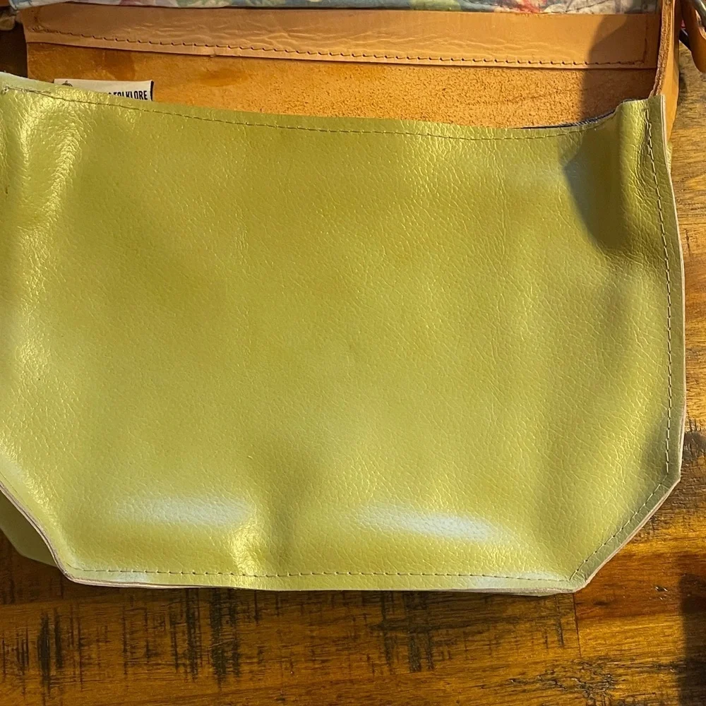 Floral Shoulder Bag with Green and Tan Accents